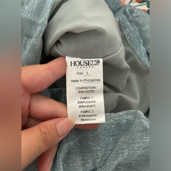 HOUSE OF CB Fornarina Baby Blue Sparkle Silvermist Fairy Glitter Ruched Dress - Picture 15 of 16